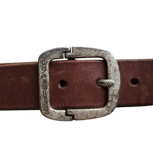 Polo Ralph Lauren Other - Vintage POLO Ralph Lauren Brown Leather Belt Split Buckle Design Engraved Sz M